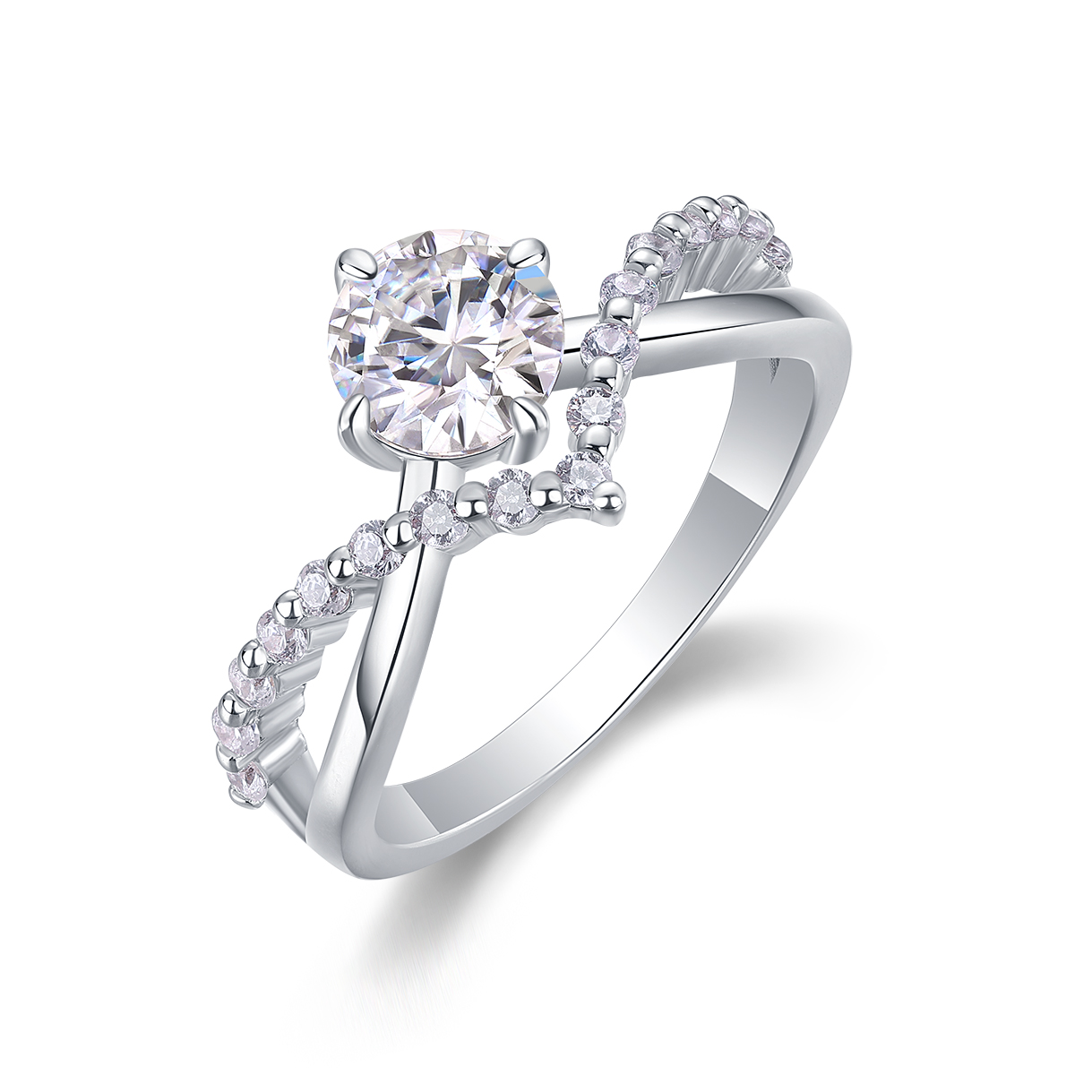 แหวนแต่งงาน Crown of Love Moissanite 1 กะรัต S925