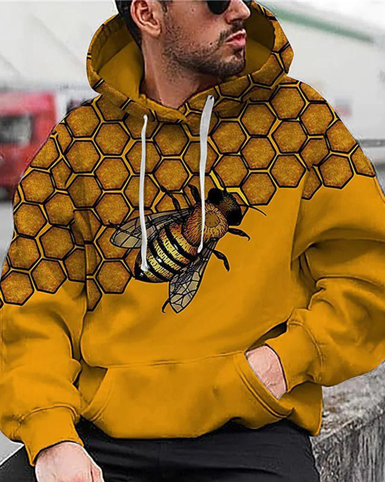 Casual Hooded Long-sleeve Printed Pullover