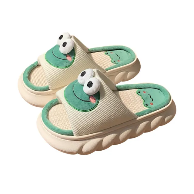 Women's Cartoon Cute Frog Linen Slippers Frog 38Or39 - Shop at LoveMi