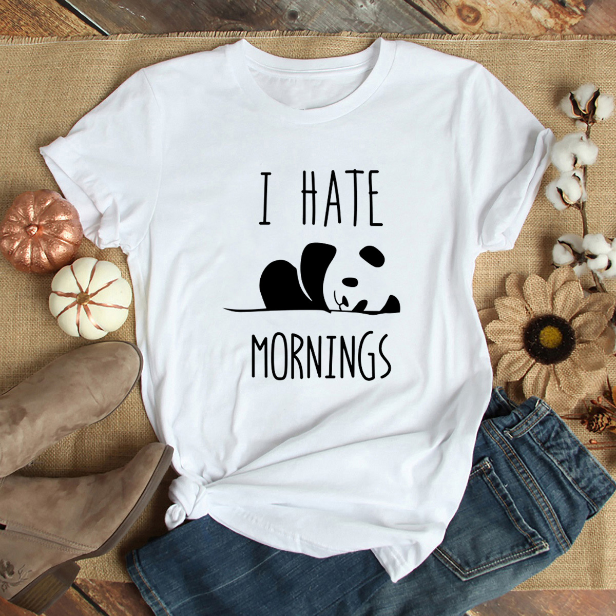 Title 2, I Hate Mornings Printed Short-sleeved Top