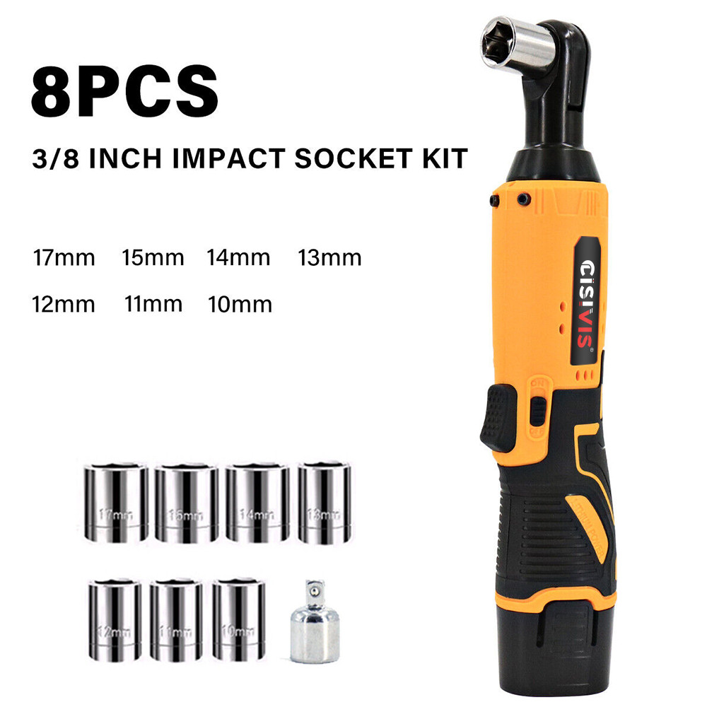 Elektrischer Akku-Rechts-Ratschenschlssel 3 8'' 90 Mit 580 Nm Drehmoment, Inklusive 2 Akkus
