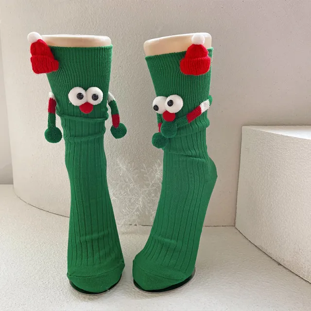 Cute Cartoon Christmas Socks Solid Cotton Middle tube Socks For Adults And Children Bv Green - Shop at LoveMi