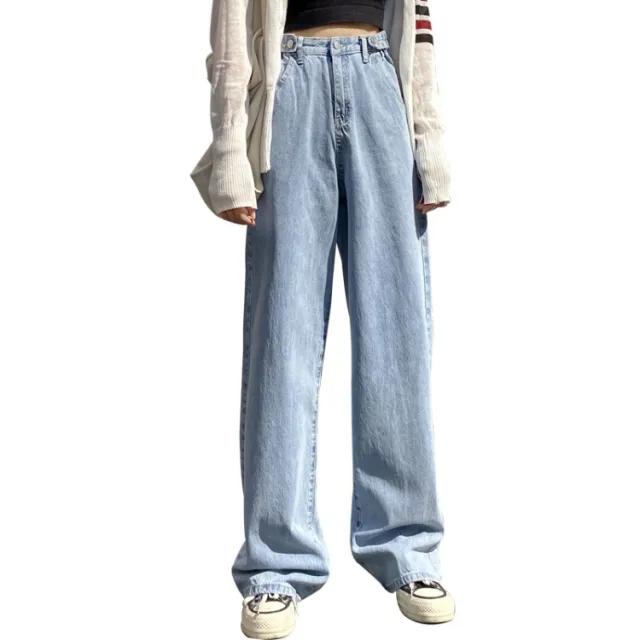 Draped straight leg mopping pants Light Blue - Shop at LoveMi