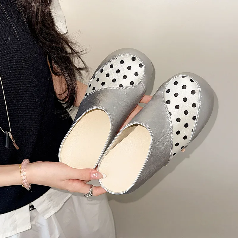 Women Silver Platform Closed Toe Mules, 2026
