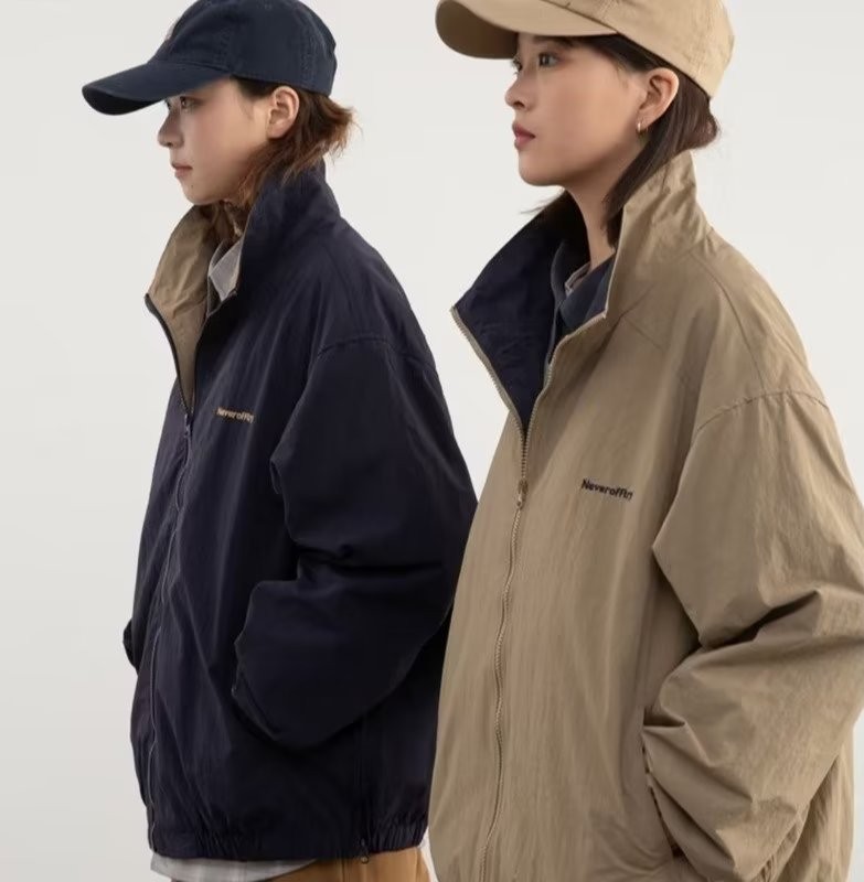 Men's Stand Collar Simple Casual Top Loose Jacket