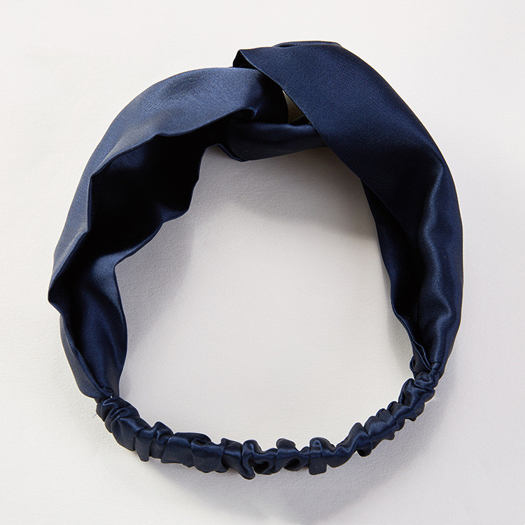 Silk Headband Embellished With Silk Fabric Navy - Shop at LoveMi