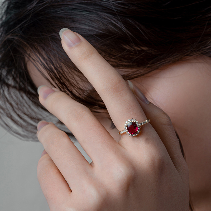 Title 2, Silver-plated 18K Gold Vintage Ruby Ring For Women