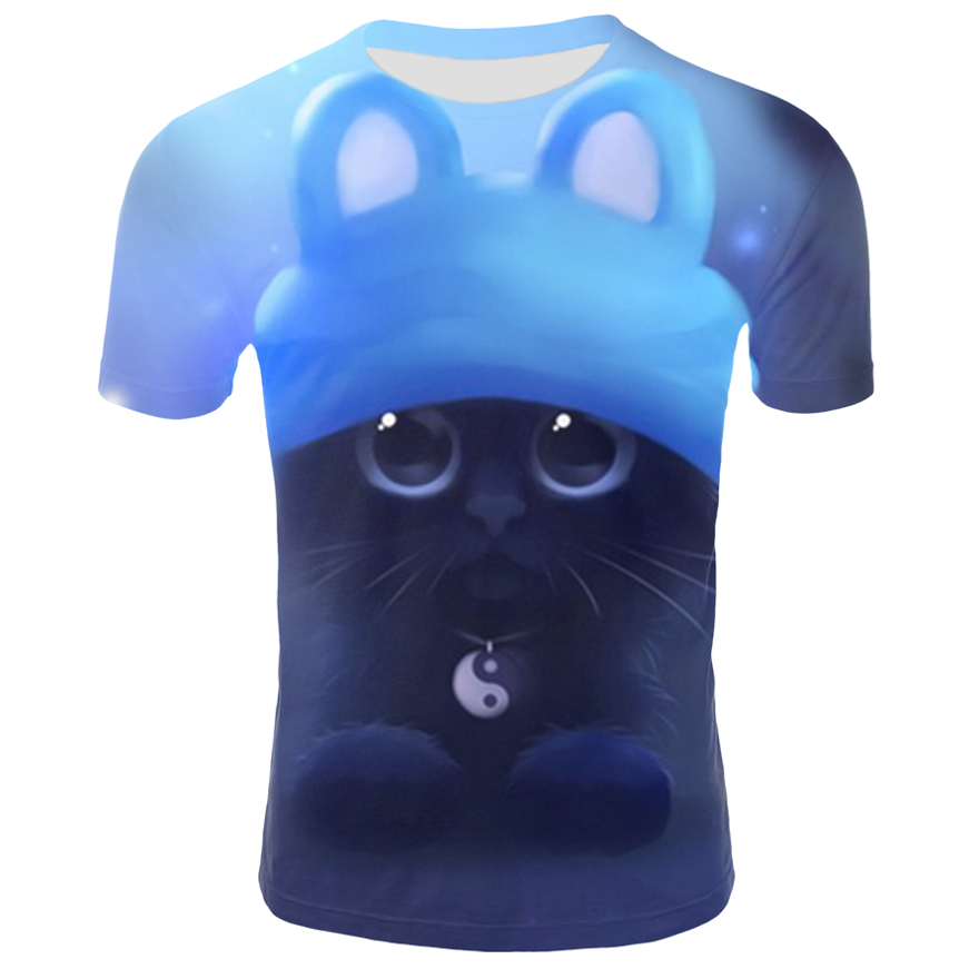 Title 4, Short-sleeved Cat 3D Printed Tight-fitting Sports