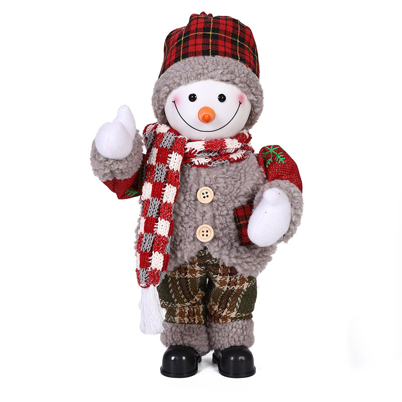 Swinging snowman with a plaid