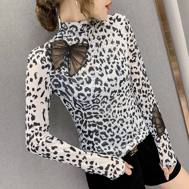 Title 5, Fashion Leopard Print Mesh Printed Shirt