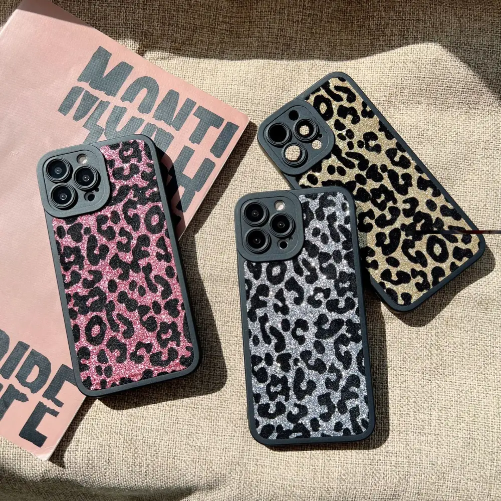 Leopard Glitter Plush for Mobile Phone Case Silicone All-Inclusive