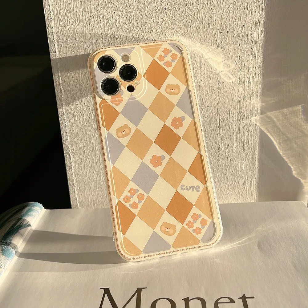 Luxury Laser Soft Phone Case INS Fashion Geometric Rhombus Grid Cover – image 4