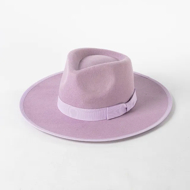 New Fashion Retro Crown Jazz Top Bow Wrapped Woolen Top Hat Lilac - Shop at LoveMi