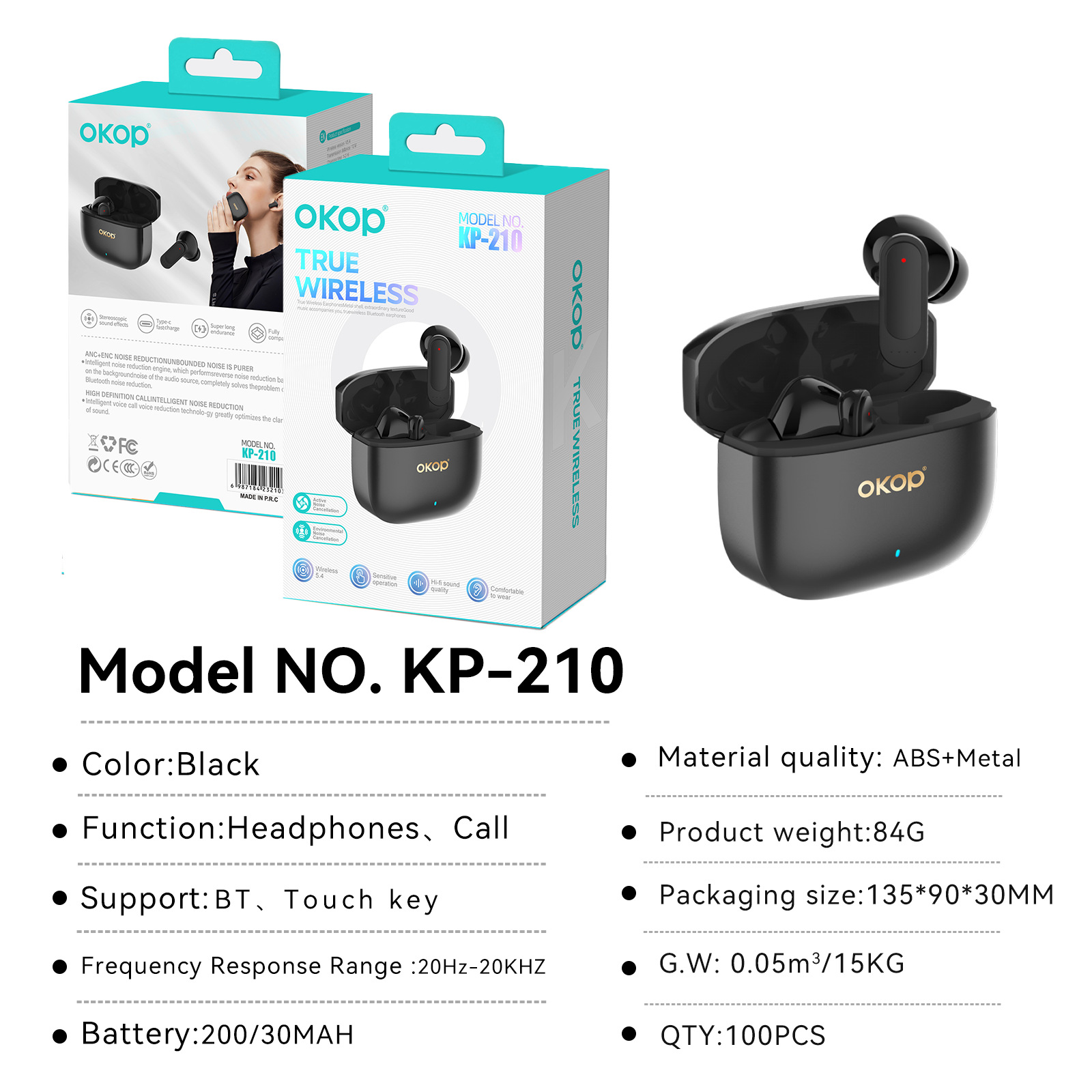 KP-210 Best Selling True Wireless Bluetooth Earbuds New In Ear Model With Noise Cancellation Low Latency High Fidelity Sound And Ultra Long Battery Life Ideal For Gaming 4