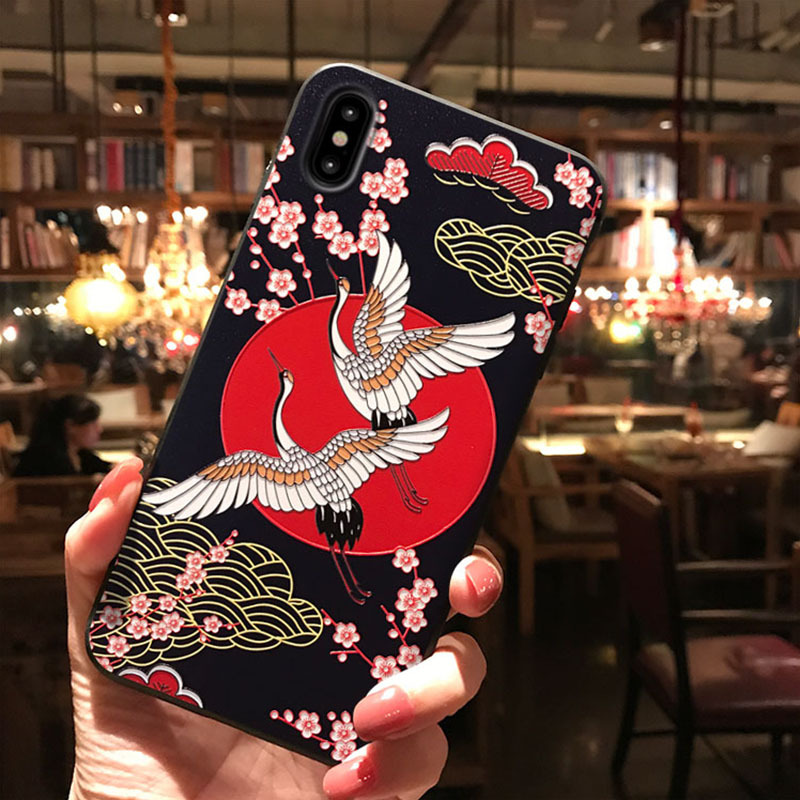 Black Frosted Chinese Style Embossed Phone Case - Image 3