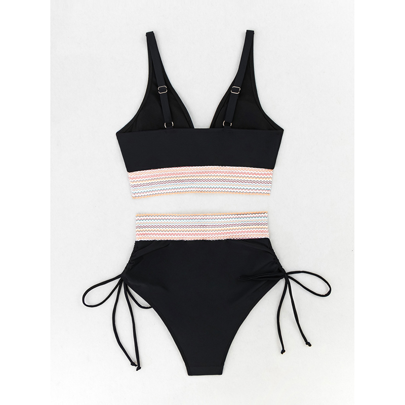 Women's High Waisted Bikini Sets Two Piece Tummy Control Swimsuit Color Block Bathing Suits