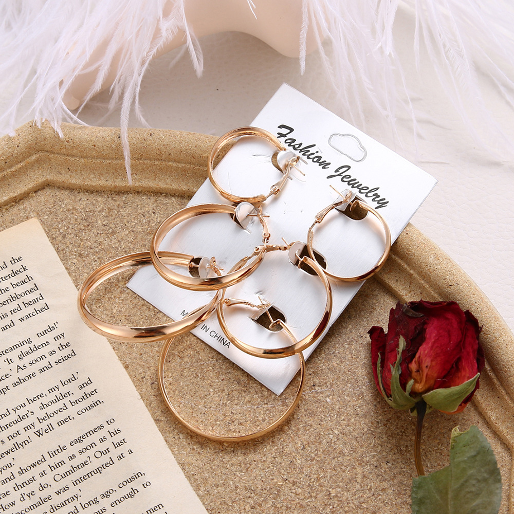 Rock exaggerated multi-size ear ring earrings set personality earrings combination earrings