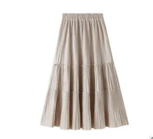 Velvet pleated skirt fashion is thin a line cake skirt Apricot - Shop at LoveMi