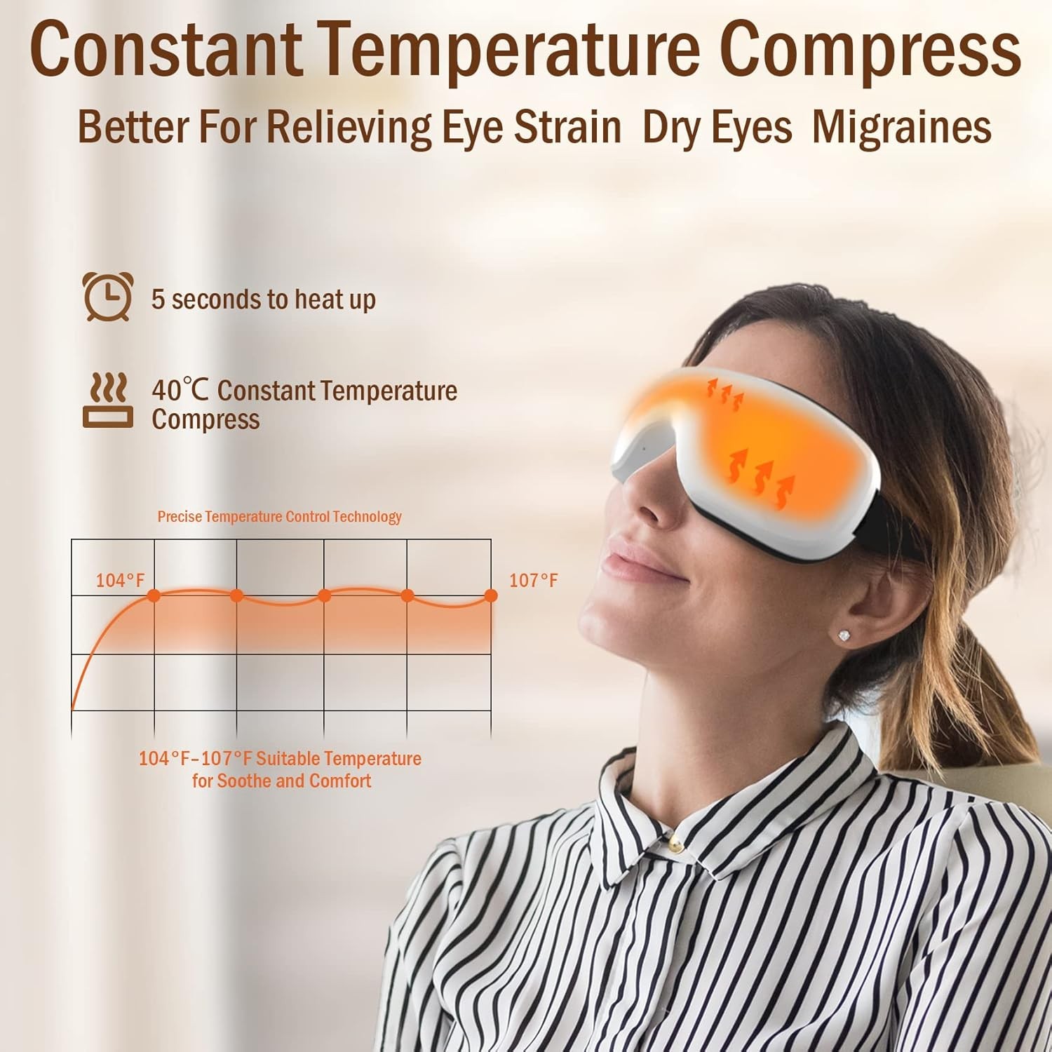 Electric Smart Eye Massager Vibration Heat Airbag Compression & Bluetooth Music — image 5