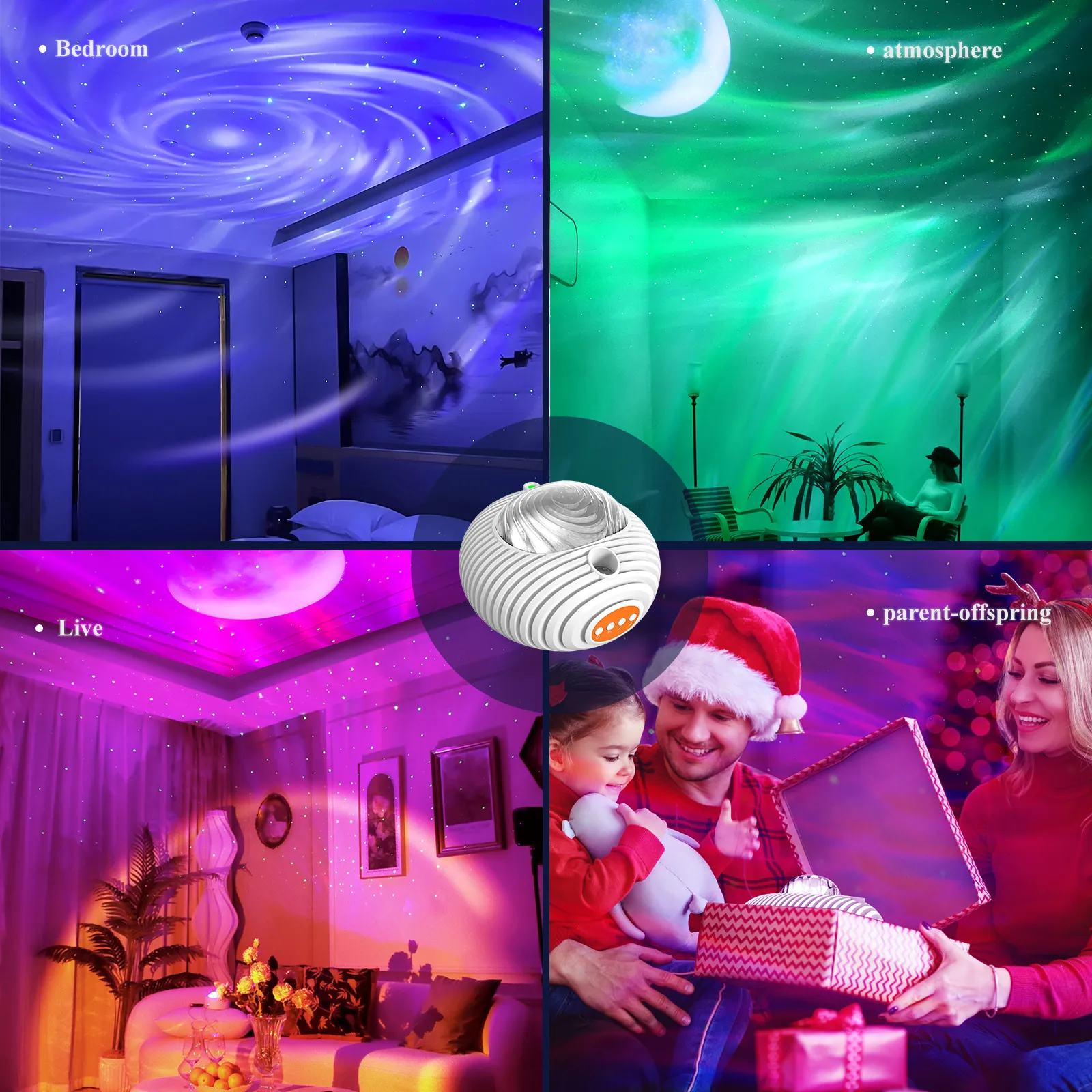 New Double Effect Northern Lights Projector Lamp Milky Way Atmosphere Lamp Starry Sky Lamp White Noise Projector Lamp With Rometes – image 2