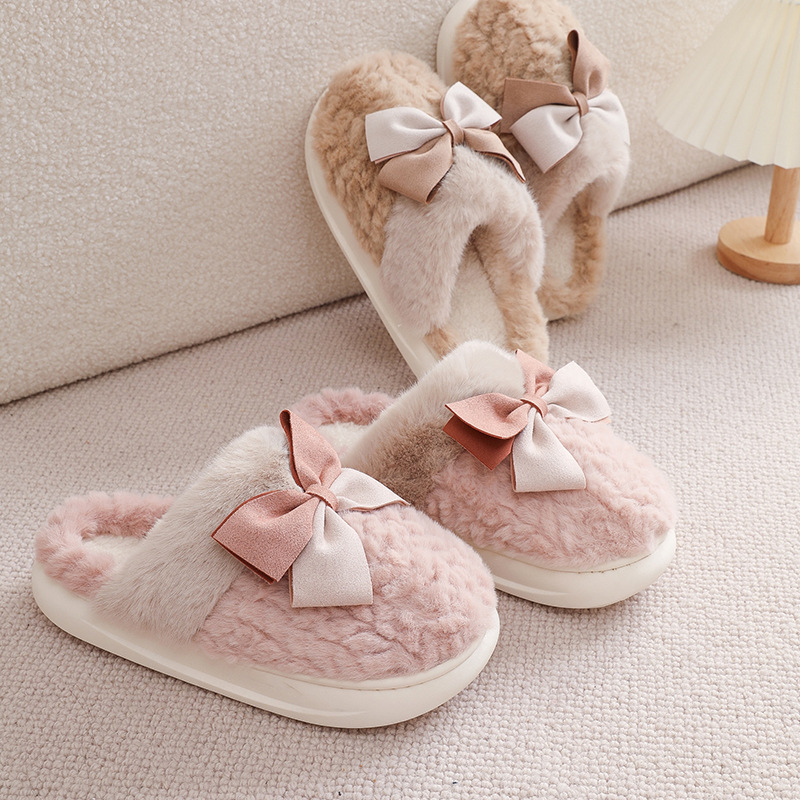 Title 4, Cute Home Indoor Floor Plush Bow Cotton Slipper...