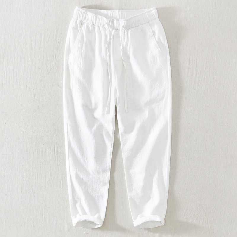 Title 3, Dunne casual broek met elastische tailleband en...