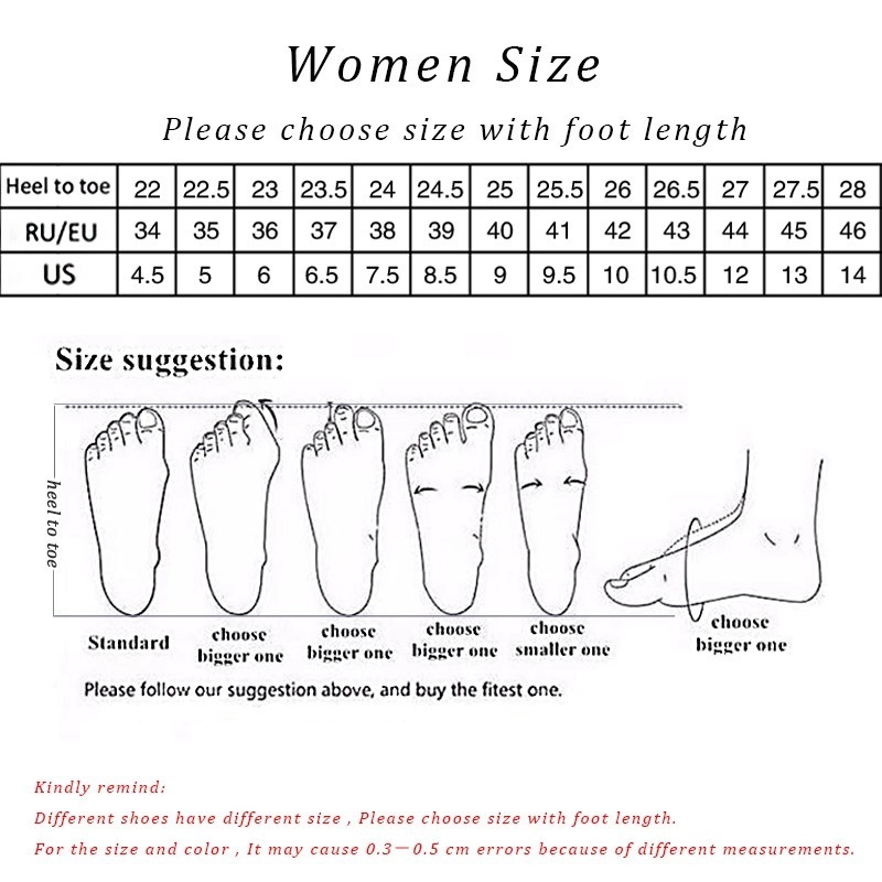 Women's Mary Jane flats size chart