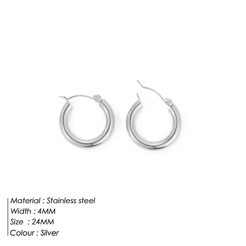 Simple Circle Earrings Stainless Steel Jewelry