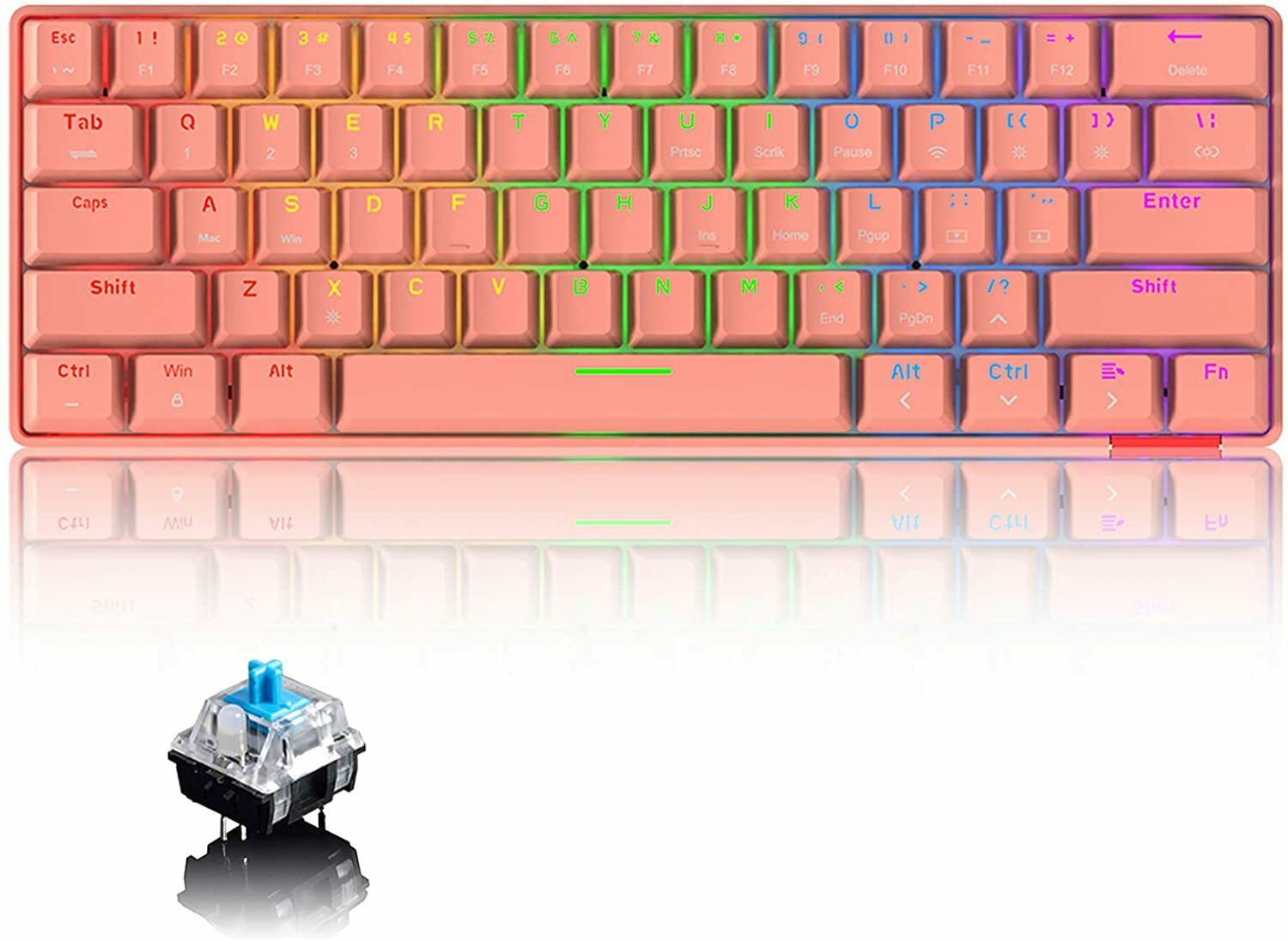 USB Bluetooth Wireless Gaming Keyboard RGB Backlight Mechanical Compact Keypad,The Main Color Of The Product Is Available For Sale.