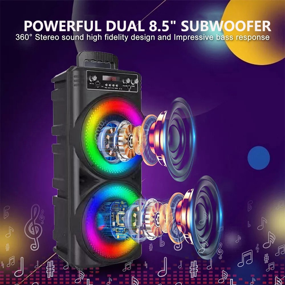 Portable Bluetooth Speaker Sub Woofer Heavy Bass Sound System Party Mic UK 5