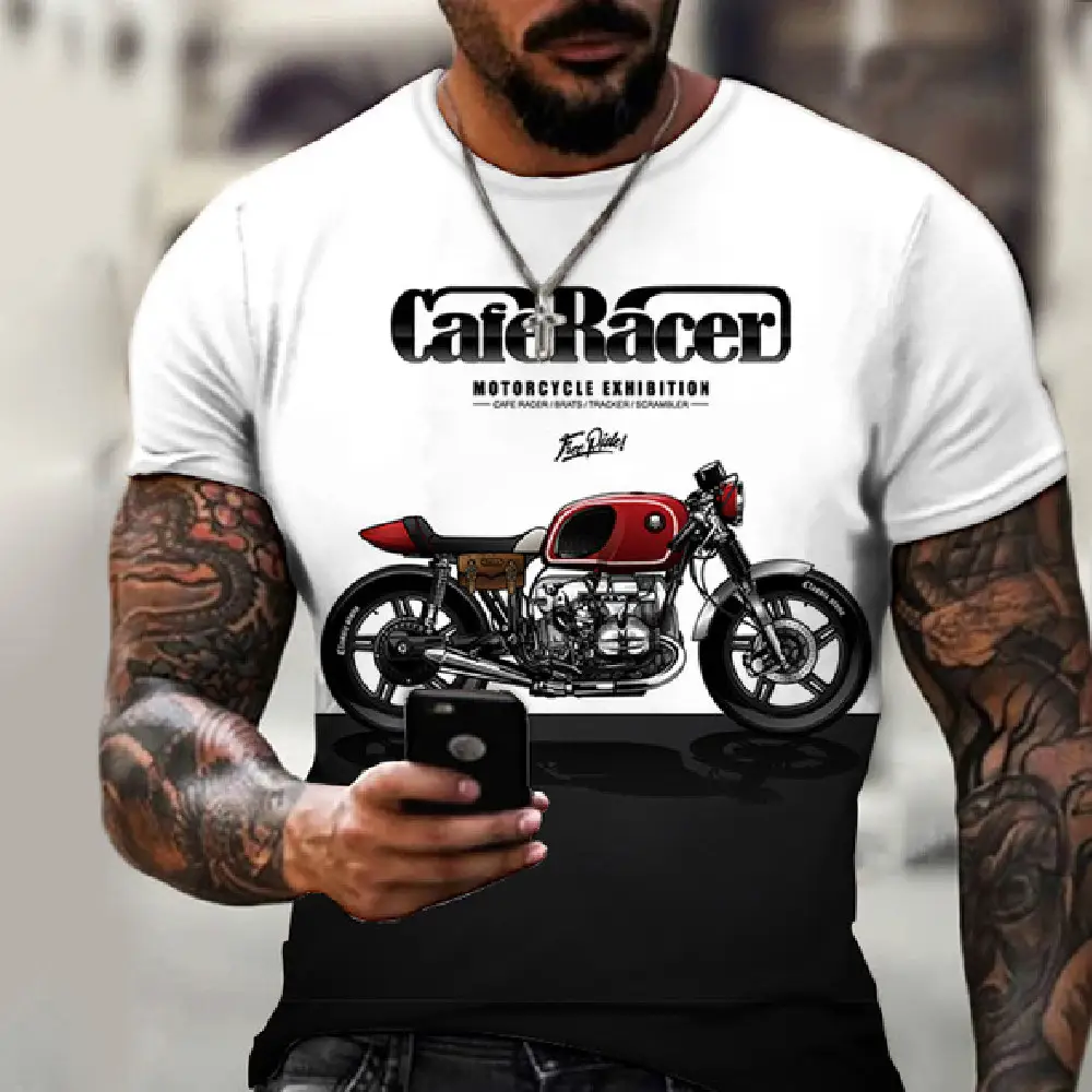 Vintage Motorcycle Series 3D Printing Men's Casual T-shirt