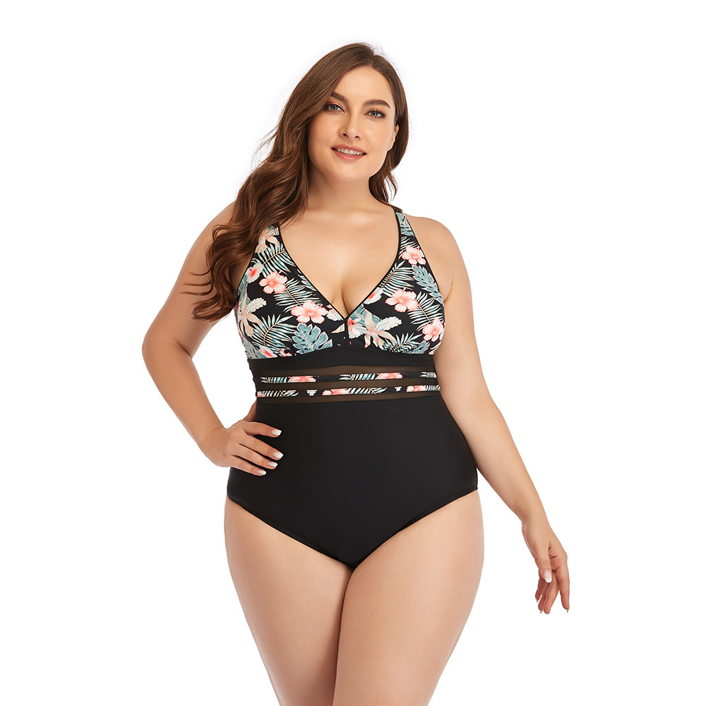 Fashion Plus Size One-piece Swimsuit With Chest Pad Wireless Cup - Image 10