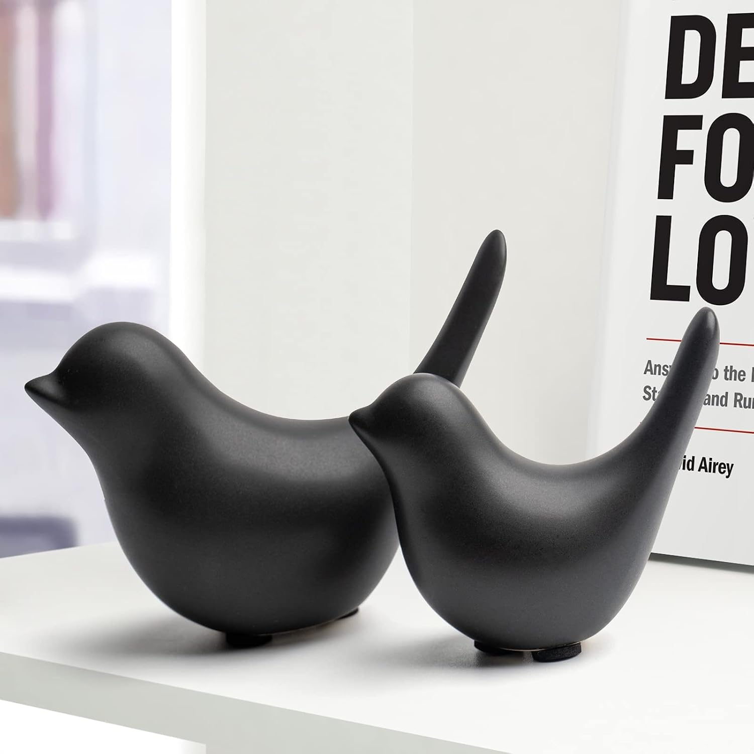 Small Black Bird Statues Modern Decorative Ornaments For Living Room Bedroom Office Desktop Cabinet Home Decor