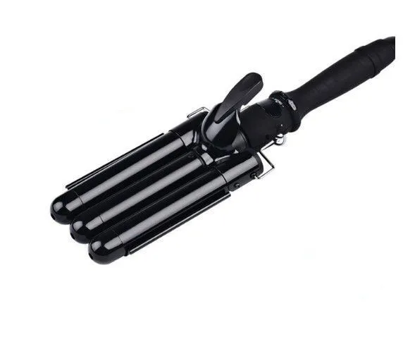 Instant Noodle Head LCD Curling Iron Three tube Water Ripple Black - Shop at LoveMi
