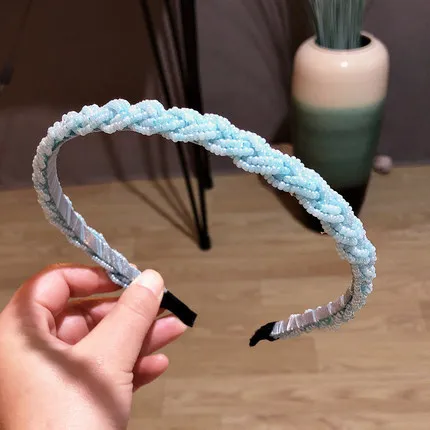 Korean Crystal Headband Online Celebrity Twist Blue - Shop at LoveMi
