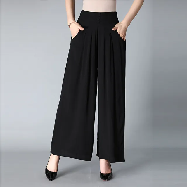 Women's Elastic Waist Wide Leg Pants Black - Shop at LoveMi