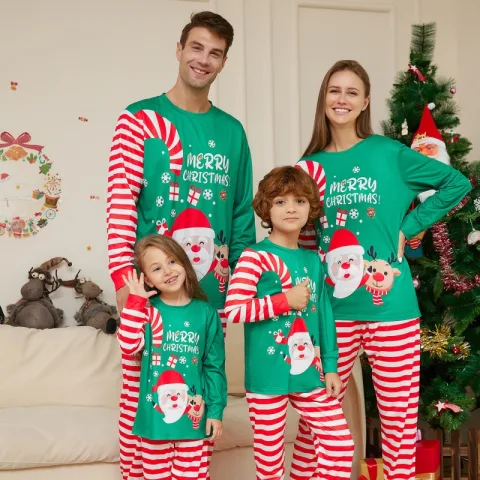 Cartoon Santa Claus Letter Printing Parent-child Christmas Pajamas Home