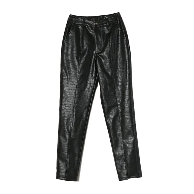 Homemade New Black Motorcycle Leather Pants With Split Legs Black - Shop at LoveMi