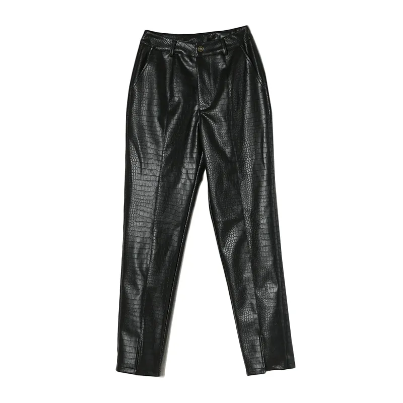 Homemade New Black Motorcycle Leather Pants With Split Legs - Black