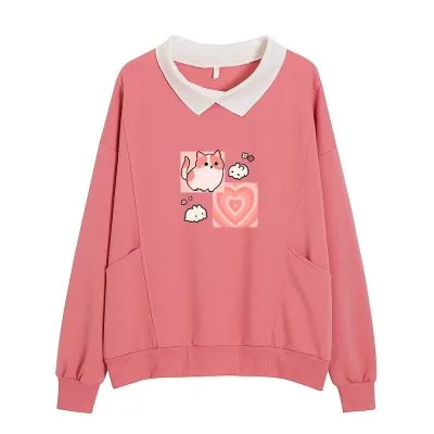 New Fashion Casual Print Pocket Fleece Sweatshirt Pink - Shop at LoveMi
