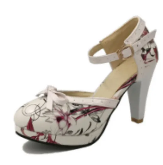 Belt Buckle High Heel Baotoe Women's Shoes - Safflower-39