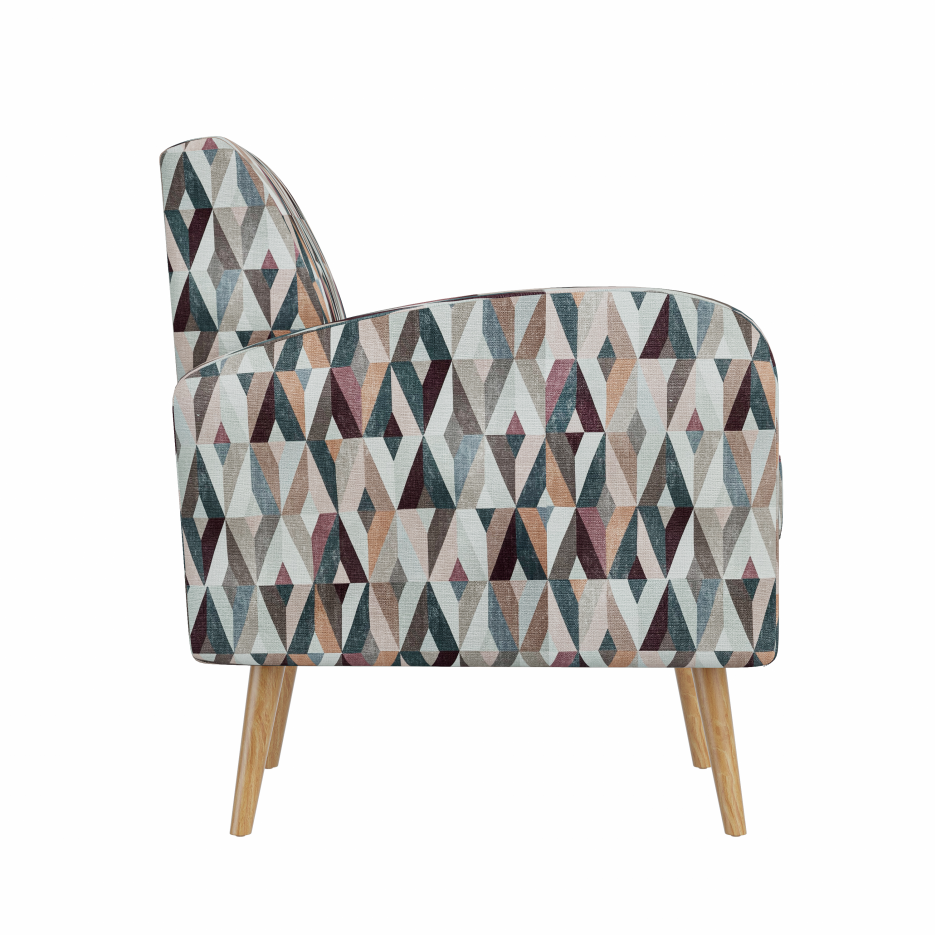 Darien Accent Arm Chair In Red And Tan Prism Pattern With Natural Solid Wood Legs — foto 4