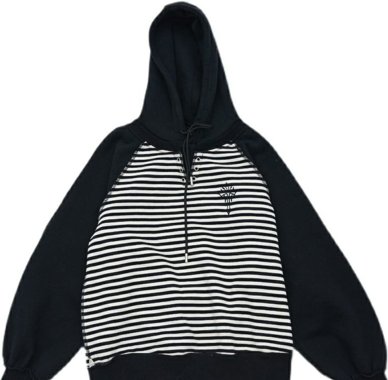 Loose Fleece Fake Two Piece Embroidered Pullover Hoodie