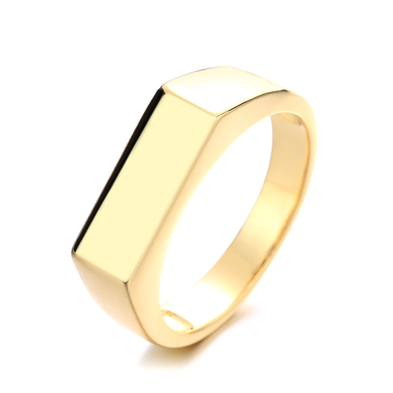 Title 2, Rectangular Curved Ring With Smooth Finish