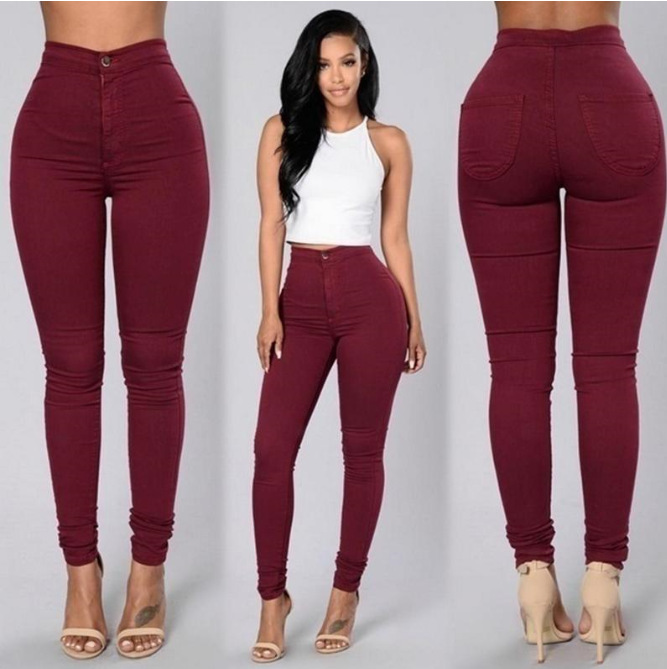 Title 3, Calça jeans feminina slim casual com stretch, s...