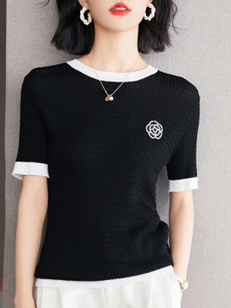 Women's Summer High Elastic Knitted T Shirt - Image 5