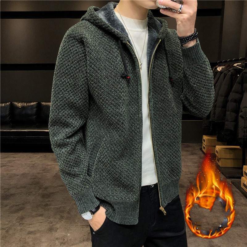 Men's Sweater Plus Velvet Padded Sweater Casual Youth Jacket