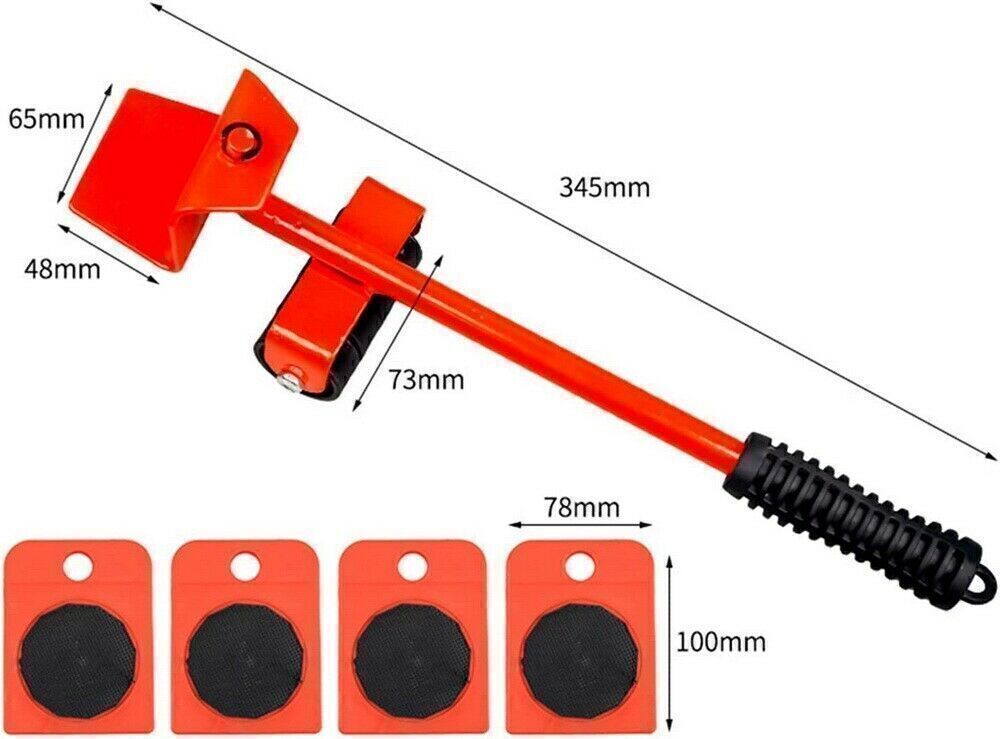 5 PCS Heavy Duty Furniture Shifter Lifter Set Wheel Moving Removal Slider Moving 12