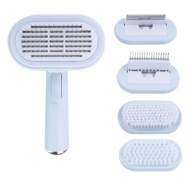 Cat Dog Brush 5 In 1 Pet Grooming Supplies Kit Slicker Brush For Shedding Dematting Undercoat Rake Self Cleaning Comb For Indoor Cats Pet Hair Brus... Blue - Shop at LoveMi