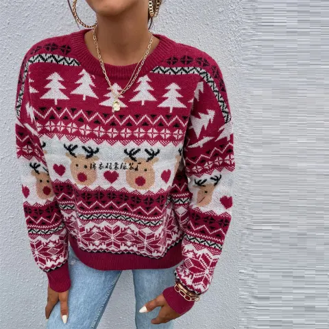 New Winter Clothes Red Christmas Pullover Holiday Sweater